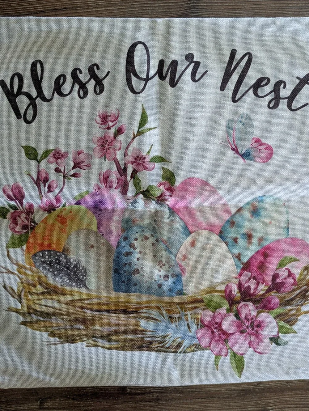 2 Piece Easter Floral Religious He Is Risen Bless Our Nest Square Pillow Covers